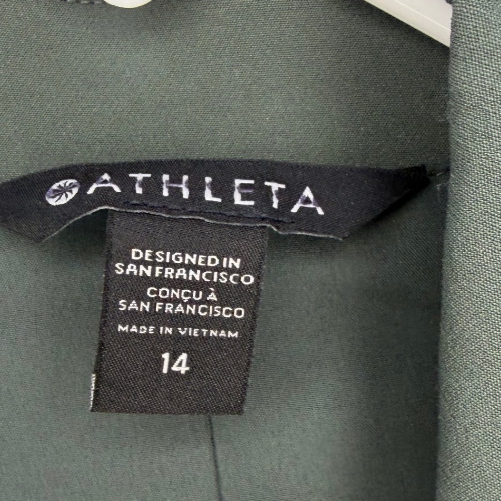 Athleta Womens Sage Green Drawstring Tie Waist Blazer Jacket Size 14 - Picture 7 of 9